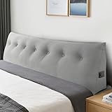 Huatean Home Soft Headboard Pillow King Size, Wall Backrest Wedge Pillow Headboard King, Reading Backboard Pillows, Large Dorm Daybed Bolster Pillows for Back Support with Removable Cover, Gray