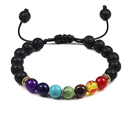 Bracelet Natural Lava Stone Multicolor Beads Bracelets For Men Women Weave Rope Bangles Adjustable Homme Jewelry-Lava