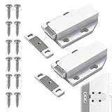 Drucktüröffner Magnet Push to Open, 2 Stück Heavy Duty Schrank Türöffner, Tip-On für Möbel und Schubladen, Hochleistungs-Magnetschnäpper in Weiß, Einfache und Flexible Installation