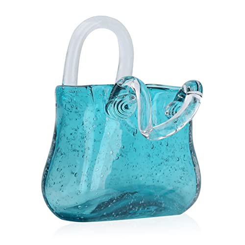 Hand Blown Glass Vase, Unique Glass Tote Bag Vase Design, Clear Glass Vase, Flower Arrangement Fish Tank And Glass Vase For Home Decor (Glass Wallet Vase - Small Lake Green) #TOP13