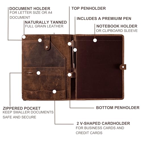 leather portfolio leather binder with pen leather portfolio for men and women leather padfolio leather folder portfolio binder business portfolio men and women