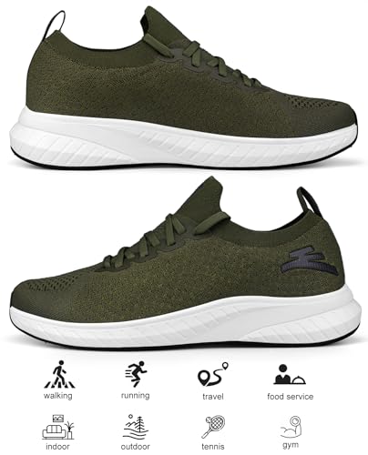 Image of Mens Slip on Lightweight Walking Shoes Non Slip Breathable Running Shoes Comfort Tennis Workout Gym Sneakers with Shoelace