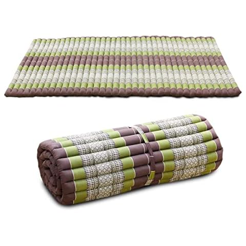 Kapok Matratze Thai Massagematte Liegematte Rollmatte Yogamatte Rollmatratze ca 200x105cm Matte Kapokmatte Kapokwolle Nachhaltig Braun Grün KRG1 Cover