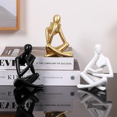 Gold Reading Women Statue, Thinker Sculptures, Abstract Art Ornament, Modern Aesthetic Figurine Decoration, Suitable for Home Living Room Bedroom Office Shelf Table Dining Desk Bookshelf Table Decor - Image 5
