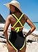 popvil Women's One Piece Neon Color Block 2025 Swimsuits Tummy Control Swimwear Deep V Neck Slimming Bathing Suit