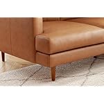Valencia Grosseto 87” Cognac Tan Brown 3 Seater Full Leather Sofa | Mid Century Italian Nappa Leather Couch for Living Room Furniture | Double Stitched Seams, Removable Cushions - Image 4