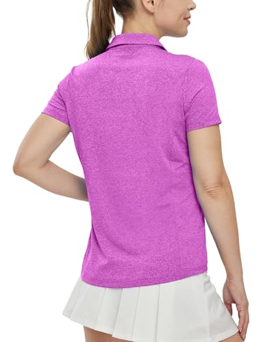 Image of BGOWATU Women's Short Sleeve Golf Tennis Polo Shirts V Neck Collared Workout Tops UV Protection Dry Fit