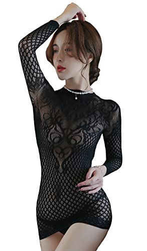 DEARAIMILI Set di lingerie da donna Allure Body Mesh Babydoll Intimo, Nero 6-14, Nero 03, Etichettalia unica