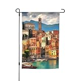 Hermosa bandera de jardín personalizada con impresión de Italia, banderas de casa, bandera de patio, decoración de vacaciones, 12 x 18 pulgadas