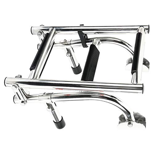DasMarine 3 Step Folding Ladder Boat Marine Stainless Steel Pontoon Ladder Polished 2+1 Step (Mounting Screws are Included), 300-lbs. Weight Capacity - Thumbnail 3