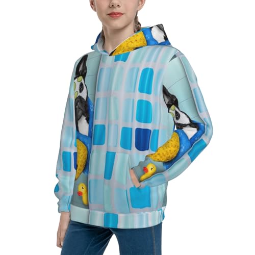 French Bulldog Dog in a Bathtub Kid Hoodies Boys Sweatshirts Girls Pullover with Pocket2
