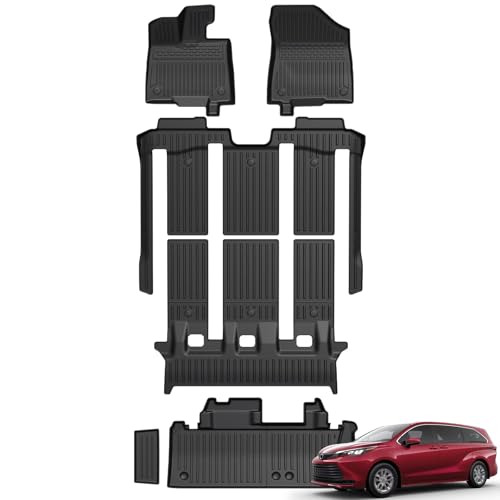 GALVAGNITE Floor Mats for Toyota Sienna 2021-2026 All Weather Floor Mats Lower Trunk Cargo Liner Accessories Full Coverage Set (Fit 7 Seats)