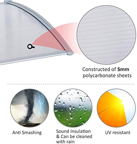 Outsunny 140 x 70 (cm) Door Awning Canopy Window Rain Shelter PC Cover Front Back Porch Window Shade