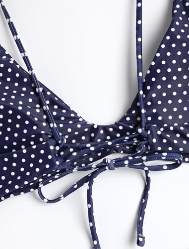Image of ZAFUL Women's Tie Back Padded High Cut Bralette Bikini Set Two Piece Swimsuit