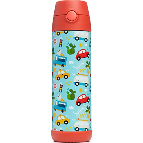 Snug Botella De Agua Para Niños Cars 500 ml Acero Inoxidable Aislada con Pajilla y Tapa de Botón miniatura 4
