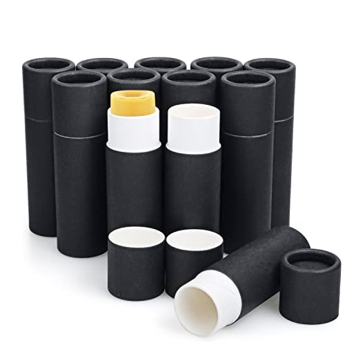 Furnido-12-Pcs-03-oz-Paperboard-Lip-Balm-TubesPush-Up-StyleEmpty-Kraft-Paper-Lipstick-TubeBiodegradable-Round-Solid-Perfume-Lotion-Lip-Gloss-Container-Chapstick-DIY-Homemade-Balm-Holder-Black