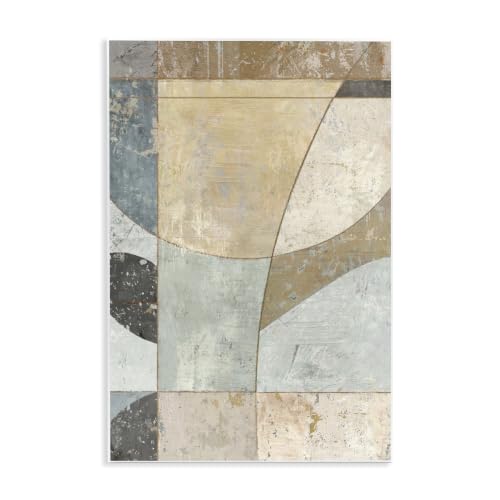 Neutral Tones Curved Shapes, 10 x 15 Inch Mounted Print on Wall Plaque