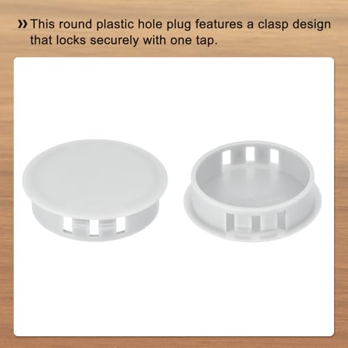 Image of MECCANIXITY 64PCS 42mm(1 5 /8 inch) Light Gray Plastic Hole Plugs, Flush Type Panel Hole Plugs Insert End Caps for Locking Hole Tubes Furniture Cabinet