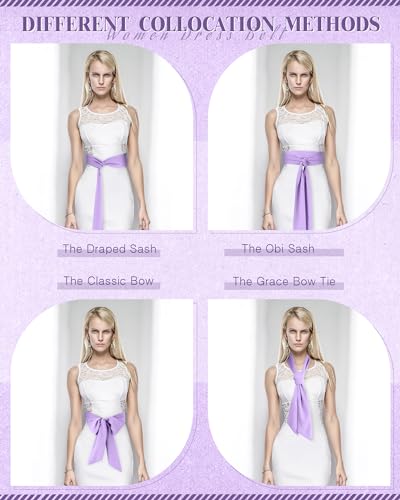 Image of Glitopper Women Chiffon Sash Belt Dress Sash Waist Bridal Wedding Belt 50s Accessories 3'' Wide
