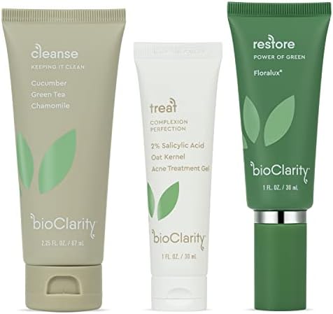 bioClarity 3-Step Acne Routine (Mini Size) for Oily or Acne-Prone Skin | 100% Clean, Vegan Ingredients for Clear & Glowing Skin