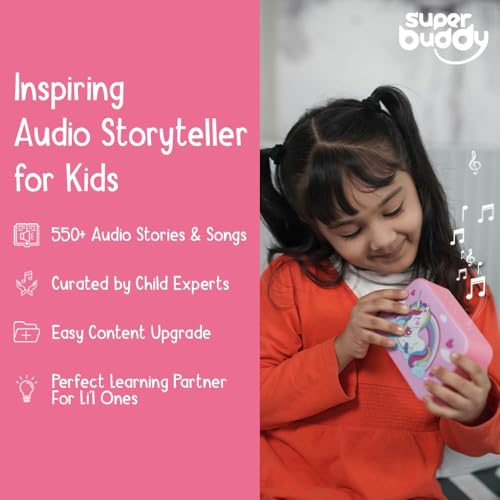 Image of TARBULL SuperBuddy Kids Screen Free Audio Speaker, 550+ Stories, Rhymes & Mantras Preloaded, Musical Toy with Content Upgrade & Bluetooth, Birthday Gift for Boys & Girls 3 to 10 Years (Unicorn)