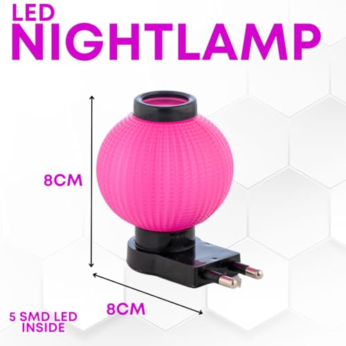 Image of Hi-Plasst Pink Plug in LED Night Lamp - Decorative 0 Watt Bulb Lamp for Bedroom, Wall & Side Table Lighting - Pack of 5