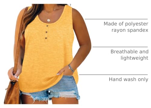 Image of Womens Plus Size Tank Tops Summer Button Down Henley Shirts Sleeveless Tops