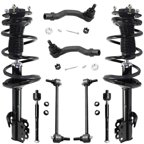 Image of Detroit Axle - AWD 3.0L Front Strut w /Coil Spring + Sway Bars Inner Outer Tie Rods Replacement for 2001-2003 Toyota Highlander - 8pc Set
