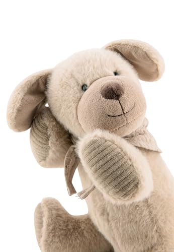 Sterntaler Schlaf Gut Figur Hund Lucky - Baby und Kinder Einschlafhilfe aus weichem Flausch - Kuscheltier mit Soundmodul hilft beim Einschlafen - Geräuschmodul mit beruhigenden Tönen, graubeige