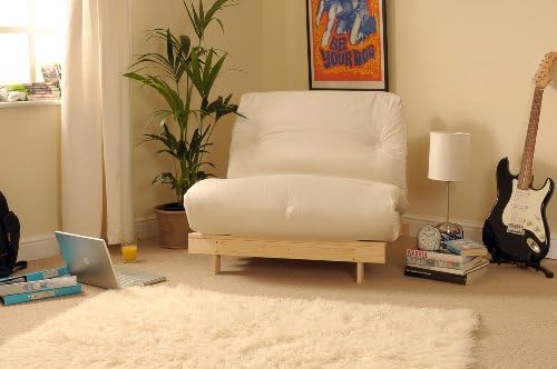 Comfy Living 4ft Small Double 120cm Wooden Futon Set with NAVY BLUE Mattress