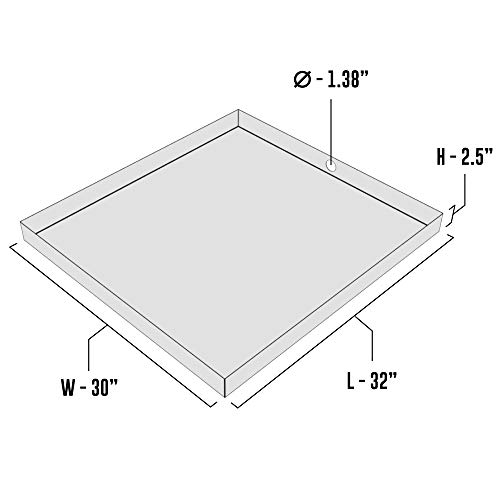 32" X 30" X 2.5" Stainless Washing Machine Drain Pan With Pvc Drain Fitting | Water Damage Prevention | No Leak | Made In The Usa | Welded Water Tight #TOP3