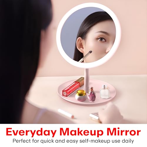 Image of Prime Pick Beauty Pro Makeup Mirror 360 Degree Rotating Mirror Non LED Portable Lightweight Travel Makeup Mirror for Daily Use Dressing Table Vanity Pink Pack of 1