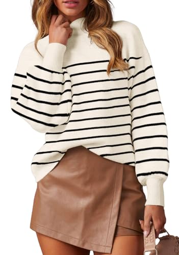 WEACZZY Sweaters for Women 2025 Fashion Trendy Striped Long Sleeve