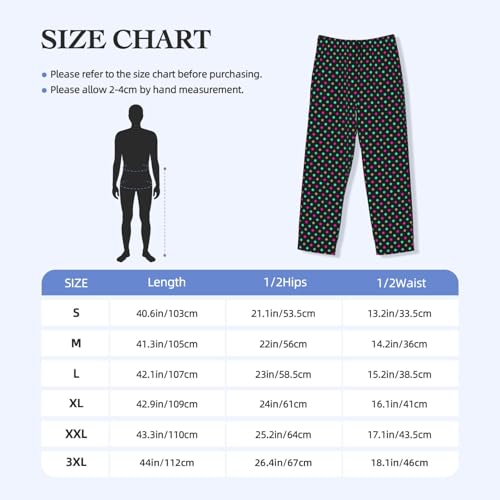 Mens Pajama Pants - Neon Dot Grid Print Soft Sleep Lounge Pants For Men, Casual Pj Bottoms With Pockets3