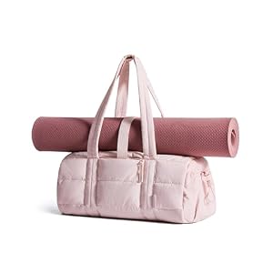 BAGSMART Reiki Gym Bag for Women Puffy Yoga Mat Travel Weekender Duffle Bag | Lint-Resistant Lining, Wet-Dry Pocket & Anti-Slip Mat Loop, Ultra-Light, Roomy for Workout Gear, Water Bottle, Travel, Sports