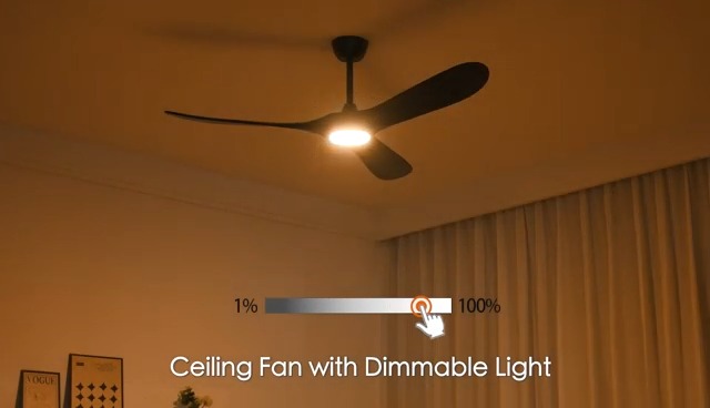 Image of heimo 60 Inch Black Ceiling Fan with Light and Remote, Wood Outdoor Ceiling Fans with Lights Dimmable for Bedroom Living Dining Room Patios Garage Gazebo Farmhouse Big Dc Reversible Fan