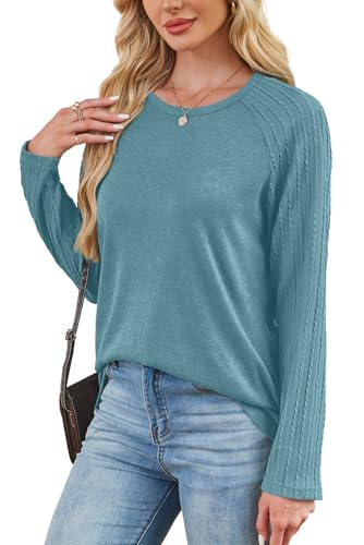 Image of OFEEFAN Long Sleeve Shirts for Womens Fall Fashion 2026 Crewneck Oversized Sweatshirt Tunic Tops to Wear with Leggings