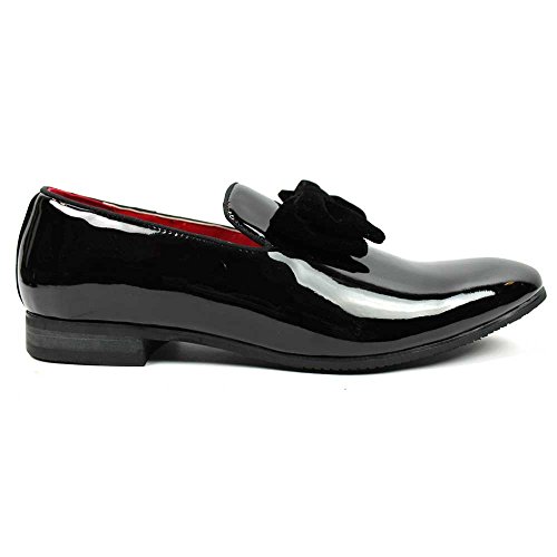 AZAR Tuxedo Slip Men's Dress Shoes Velvet Satin Bow On Top4