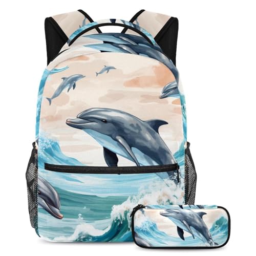 Sac à dos école grand modèle baleine bleue anti-cahiers cornés