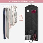 Dress Garment Bag, Black, 65" L x 26" W x 5" D, Nylon, Zipper Closure, Extra Long Size, Clear Window, Travel Friendly