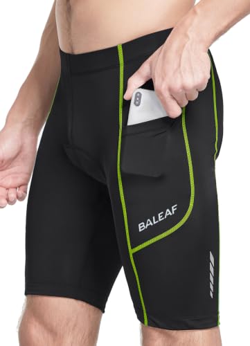 baleaf Men's Padded Bike Shorts Cycling UPF 50+ with Pockets Black/Green M