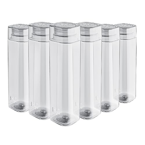 CELLO H2O Squaremate Plastic Water Bottle | Lid is sealed by a silicone ring | Leak proof & break-proof |Best Usage for Office/School/College/Gym/Picnic/Home/Fridge | 1 Liter | Clear, Set of 6