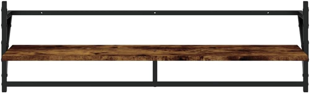 6 Piece Wall Shelf Set with Bars, Smoked Oak Engineered Wood Floating Shelves for Room Decor, Kitchen, Bathroom, Living Room Storage