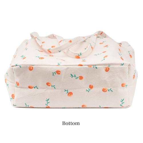 Image of TOPASION Cute Corduroy Tote Bag Canvas Shoulder Handbags for Women Travel Shopping