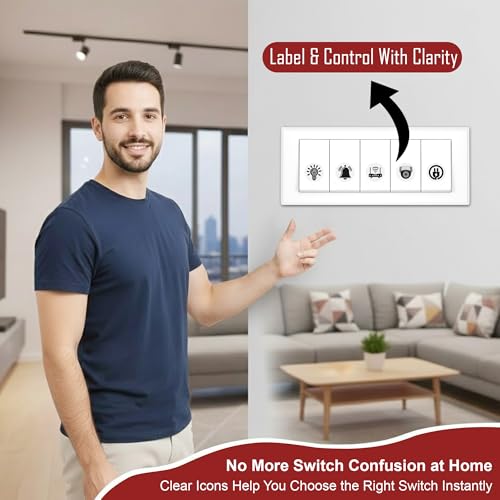 Image of GLUN 600 Monochrome Black Switch Board Stickers 60+ Icons | Luxury Vinyl Decorative Switch Stickers for Home, Hotel & Office | Self Adhesive, Waterproof & Removable