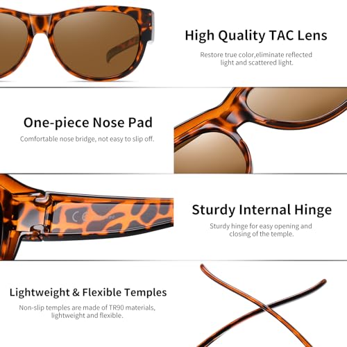 Image of GEGURI Polarized Sunglasses Fit Over Glasses for Men Women, Oversized Square Sun Glasses UV400 Protection Shades