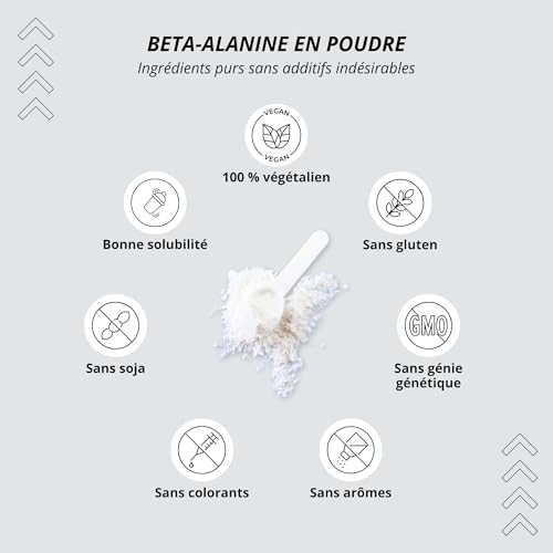 Nutri + Bêta Alanine 1 kg de poudre - végan pur hautement dosé et sans additif - 1000 g Pre Workout Booster - Beta Alanine Powder - idéal comme booster pré-entraînement – Image 5