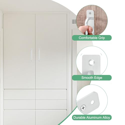 Image of M METERXITY 2-Pack Barn Door Handles, 8.83Inch /224mm Hole Center Aluminium Alloy Gate Handle with Mounting Screws for Bathroom /Wardrobe /Closet /Kitchen, Sliding Door Handle with Plate [Silver]