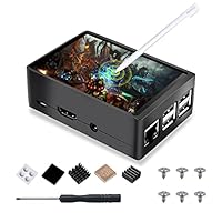 MQOUO for Raspberry Pi Touchscreen 3,5 Inch Zoll Display TFT Monitor LCD 320x480 Auflösung mit Gehäuse Case und 3 Stück Heatsink Kupferkühlkörper Touch Pen für Raspberry Pi 3B + / 3B / 2B + / 2B TS11