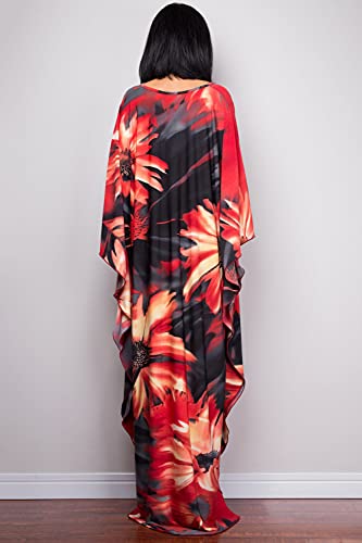 Vestido largo de playa LikeJump estilo kaftan maxi ligero con mangas anchas de kimono 5